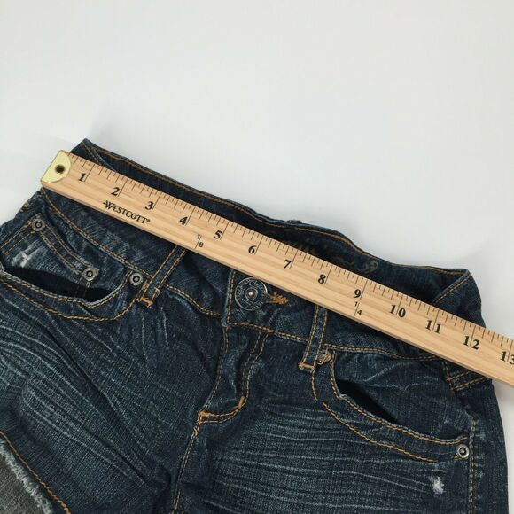 Candies Cut Off Jean Shorts Size 0 Womens Medium Blue Distressed Stretch Ripped - Picture 7 of 7